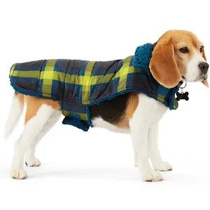 YOULY The Nature Lover Navy & Plaid Reversible Dog Puffer Winter Coat 🤩🤩🤩🤩